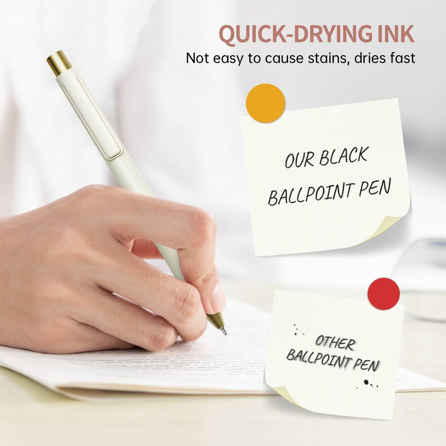 Linbsunne Ballpoint Pens Black Ink Pen 1.0mm Medium Point with Super Soft Grip(12-count)