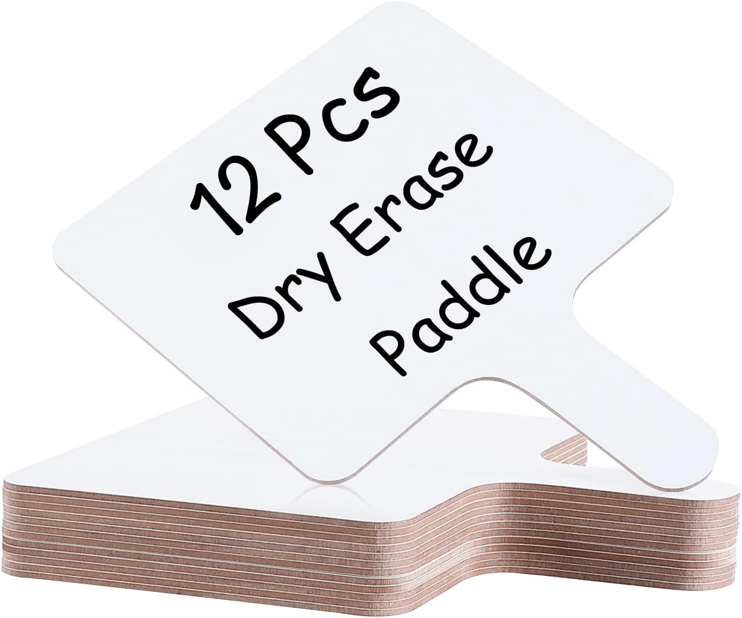 12 Pcs Dry Erase Answer Paddle 7 x 9 Inch Handheld Wooden White Board Double Sided Dry Erase Small Whiteboards for Students Classroom Games Party Auction Paddles for Bidding Meeting Voting(12)