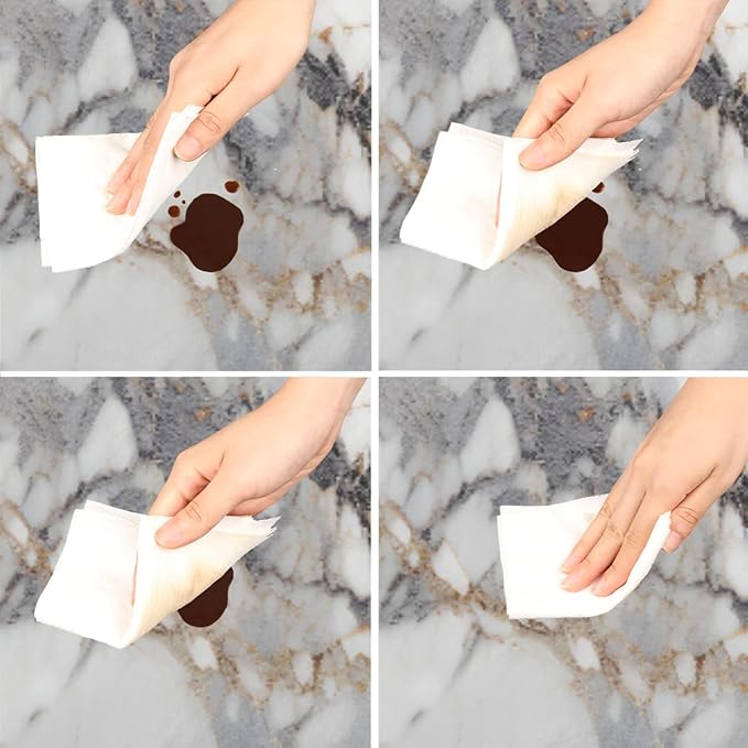 Natural Marble Texture Round Table Cloth Cover, Elastic Edge Waterproof Wipeable Tablecloths 45"-56" Polyester Tablecloth for Party Restaurant Banquet Holiday Camping Outdoor Picnic