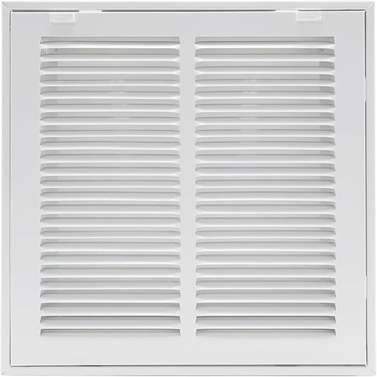 12"W x 12"H [Duct Opening Size] Steel Return Air Filter Grille - Removable Face/Door for 1 inch Filters -HVAC Vent Cover Grill - White [Outer Dimensions: 14 5/8"W X 14 5/8"H]