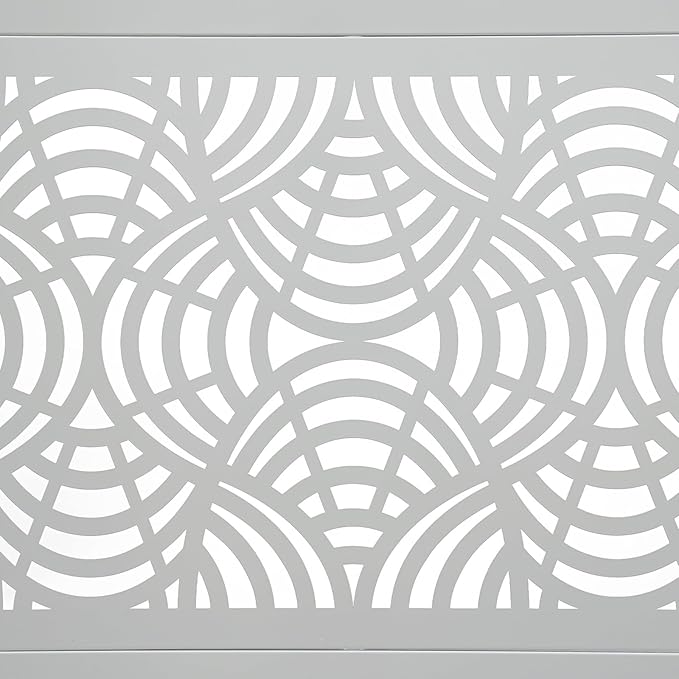 75" H×35" W Decorative Outdoor Privacy Screen with Stand, Outdoor Decor Privacy Fence Screen Metal Fence Panels, Free Standing Metal Divider for Patio Lawn Deck (White -Curved Pattern)