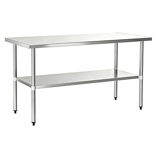 Stainless Steel Work Table 30 x 72 Inch, NSF Commercial Prep Table with Undershelf, Heavy Duty Food Prep Workstation