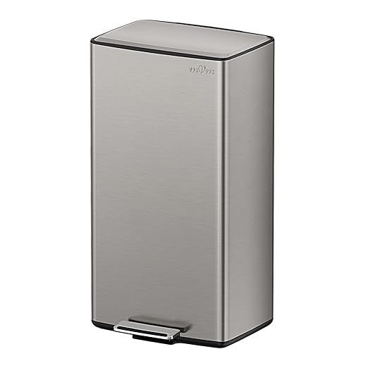 mVm Kitchen Trash Can, 40Liter / 10.6 Gal Brushed Stainless Steel Trash Can With Lid And Foot-Pedal, Soft-Close, Odor Control,Anti-Fingerprint,Garbage Can For Kitchen,Living Room,Office(Metallic Gray)