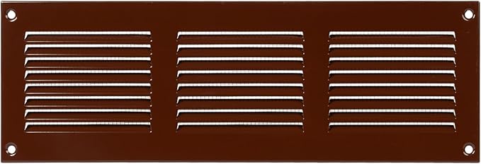 Repa Market 12x4 Inch Air Vent Cover/Brown Galvanized Steel Louvered Grill Cover with Mesh Screen/Wall or Ceiling Vent/Durable Flush Mount HVAC Register for Indoor and Outdoor Ventilation