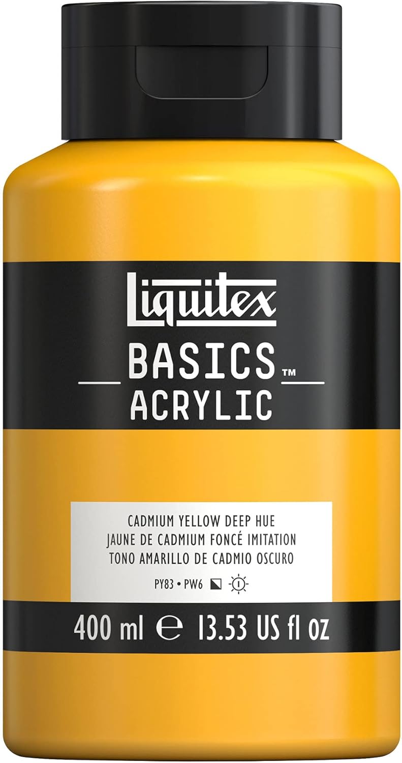 Liquitex BASICS Acrylic Paint, 400ml (13.5-oz) Bottle, Cadmium Yellow Deep Hue