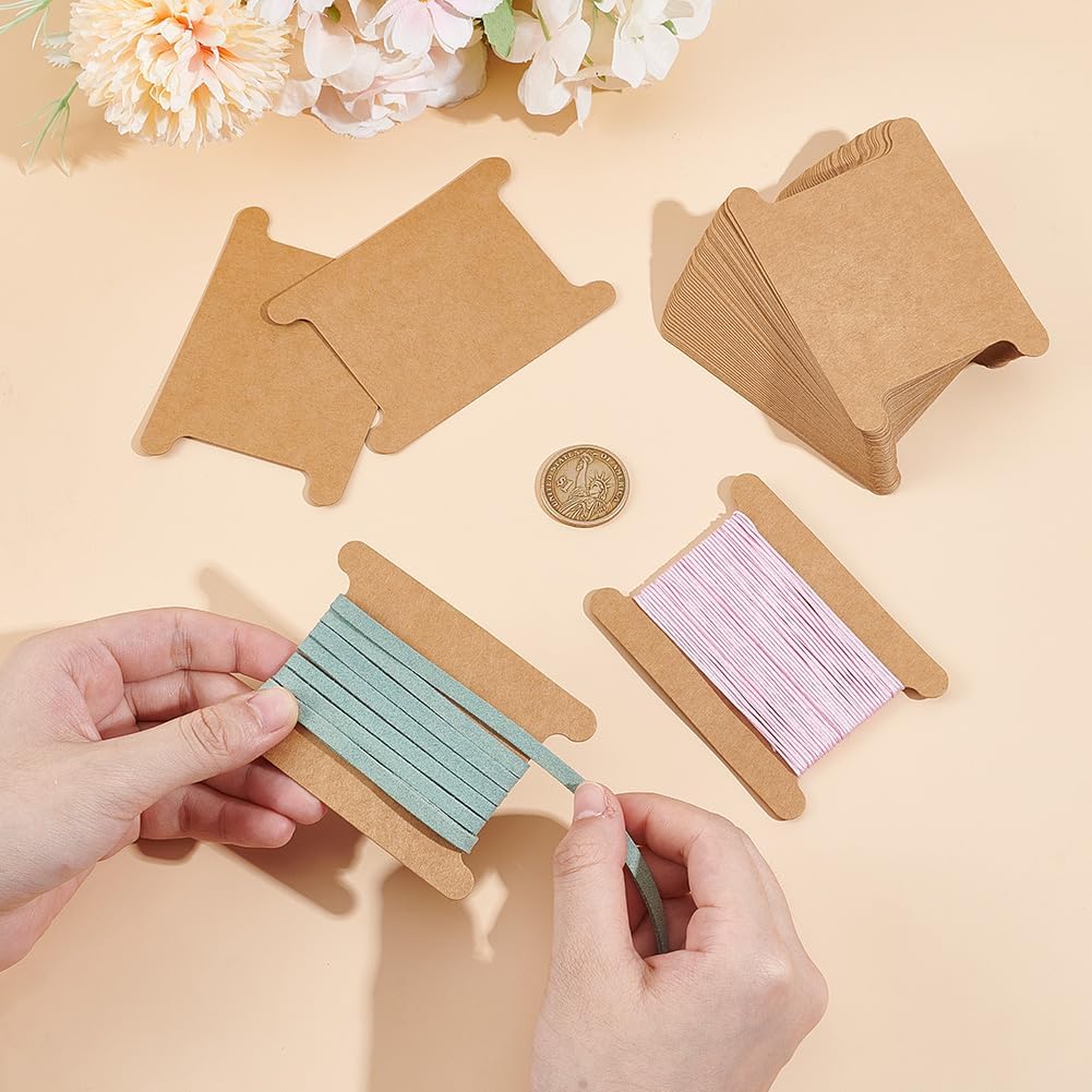 PH PandaHall 50pcs Ribbon Storage Ribbon Spools Organizer Embroidery Floss Bibbon for Thread Holder Empty Cardboard Yarn Bobbin for Cotton Thread Cross Stitch Craft DIY Sewing 3.5x2.5 Inch