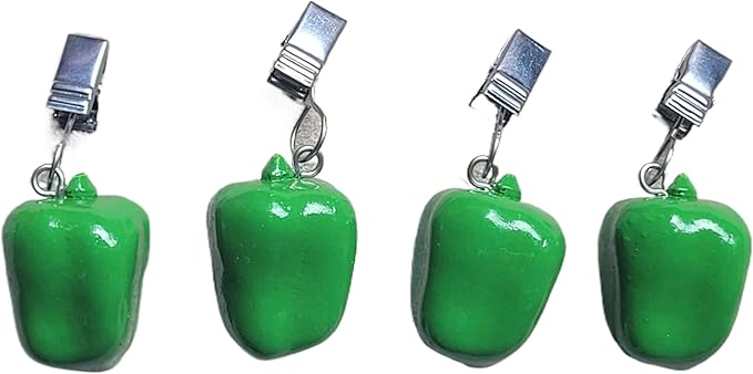 TwoFish Home Set of 4 Green Capsicum Resin Tablecloth Weights Clips Green Capsicum Handicraft Tablecloth Clamps Pack of 4