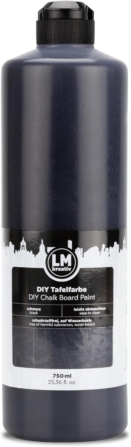 Chalkboard Paint 25.36 fl oz - Black – Chalkboard Paint for Wall, Wood, Metal, and Glass. Black Chalk Paint, Erasable, and Easy to Apply