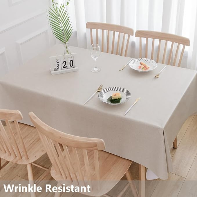 TruDelve Heavy Duty Vinyl Tablecloth Beige Plastic Table Cloth Rectangle Table Wipeable Waterproof PVC Tablecloths Rectangular (54'' x 72'', Pure Beige)
