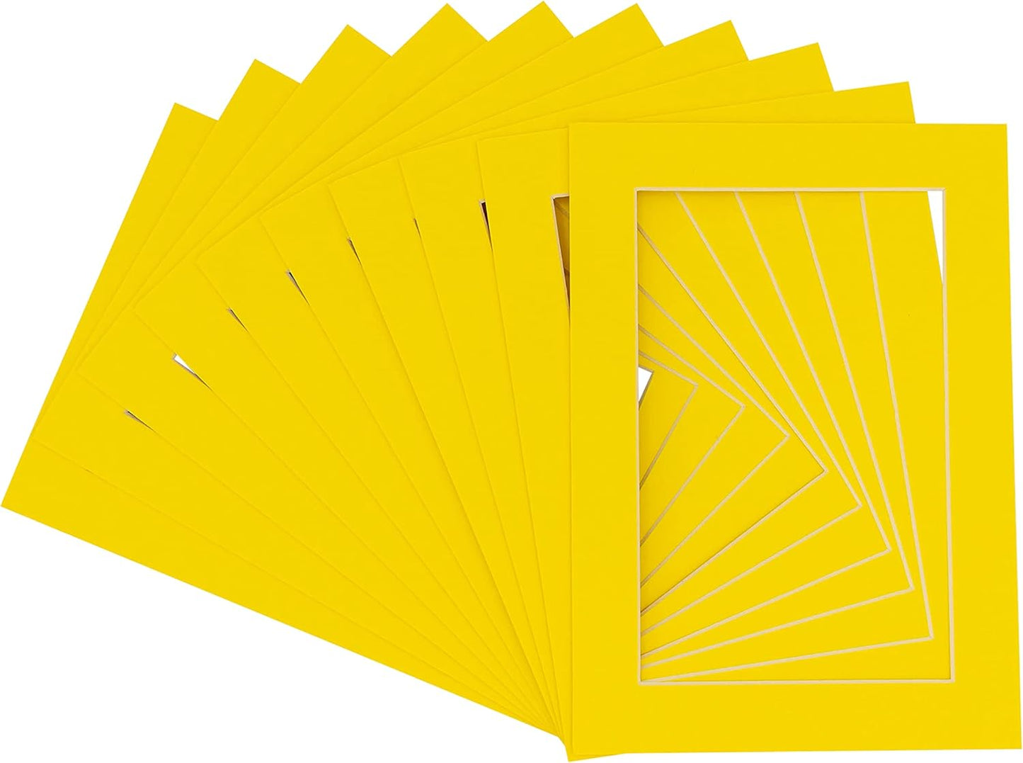5x7 Mat for 8.5x11 Frame - Precut Mat Board Acid-Free Yellow 5x7 Photo Matte Made to Fit a 8.5x11 Picture Frame, Premium Matboard for Family Photos, Show Kits, Art, Picture Framing, Pack of 100 Mats