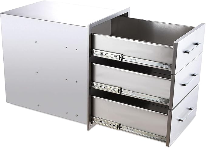 TIANAI Outdoor Kitchen Drawers Stainless Steel Triple Drawer - 18" W x 24" H x 23" D,Flush Mount for Outdoor Kitchen or BBQ Island