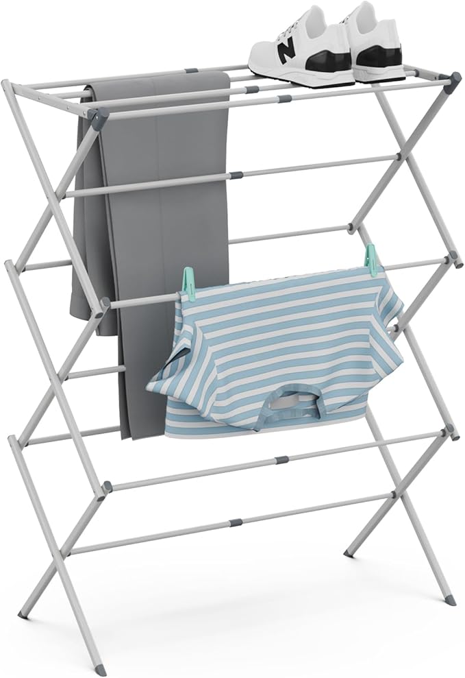 Drying Rack for Laundry, Foldable Clothes Drying Rack, Small Collapsible Dry Rack for Clothes, Use for Indoor & Outdoor Drying Clothes, 40"x29"x14.5"(White)