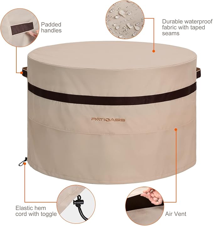Outdoor Round Gas Firepit Cover 28' Dia Round Smokeless Fire Pit Cover For Solo Bonfire Cover Waterproof Fits for Solo Yukon