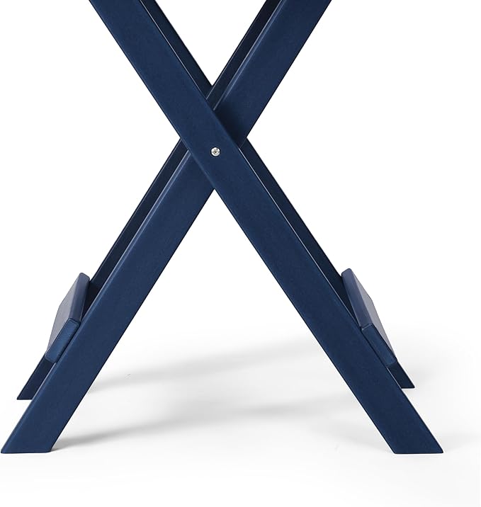 Costaelm Paradise HDPE Outdoor 24.5 Inch Round Portable Folding Patio Dining Table, Navy Blue