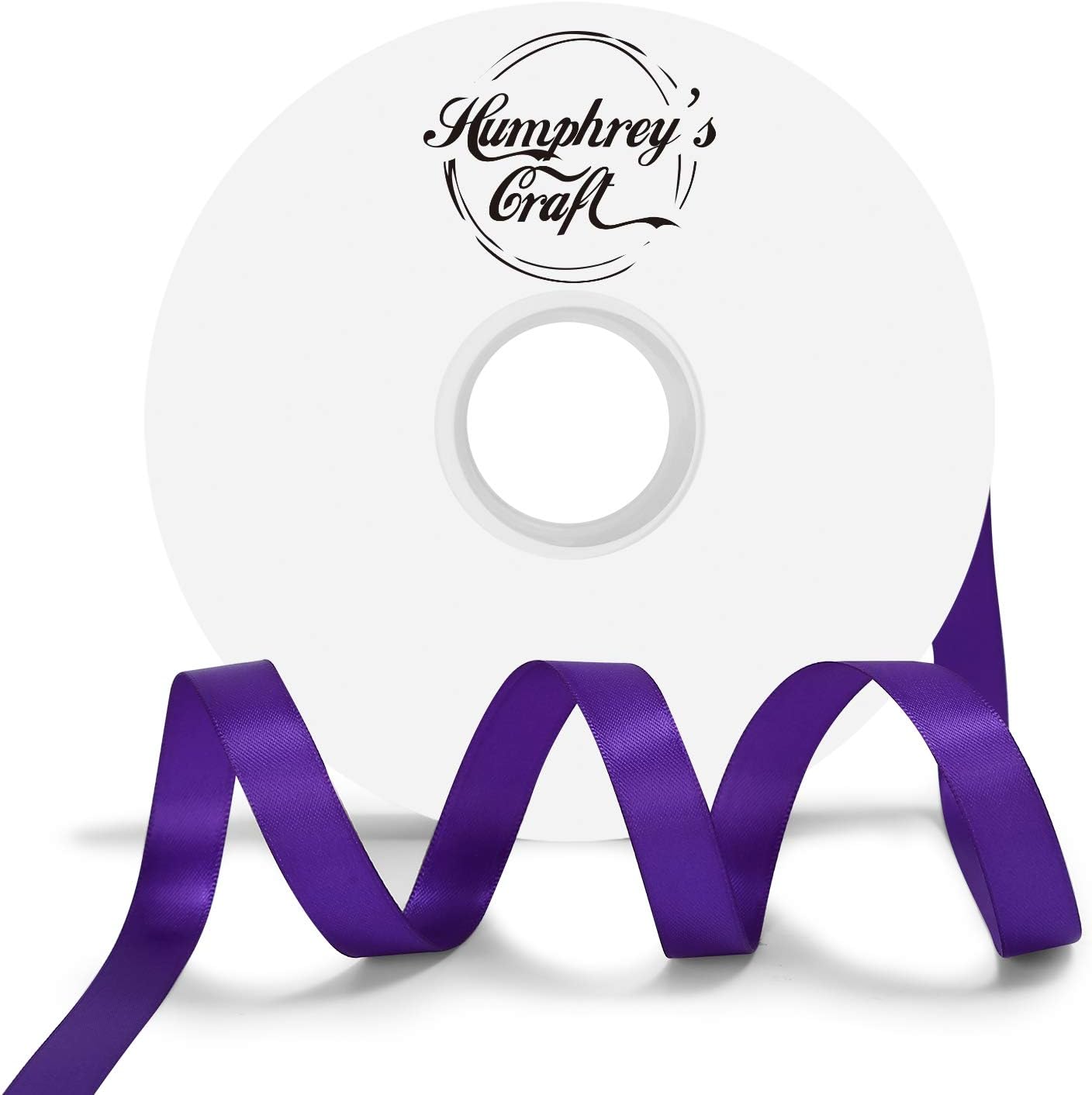 Humphrey's Craft 1/2 Inch Purple Double Faced Satin Ribbon - 50 Yards Variety of Color for Crafts Gift Wrapping DIY Bows Bouquet Decoration Sewing Christmas Tree Wedding and Invitation Card.