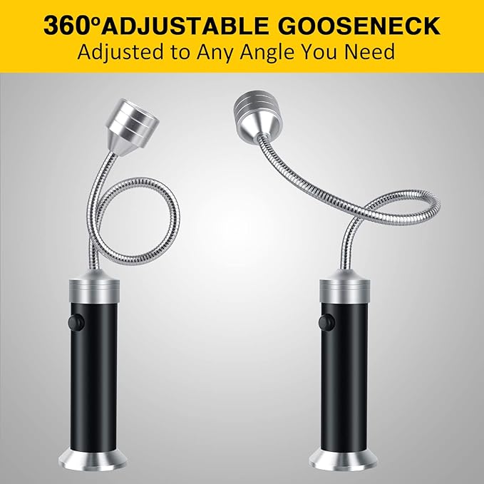 Barbecue Grill Lights, Grilling Gifts for Men Dad, BBQ Grill Accessories for Outdoor, Grill Lamps with Magnetic Base, Super Bright LED, 360 Degree Flexible Gooseneck, Stocking Stuffers, Pack of 2
