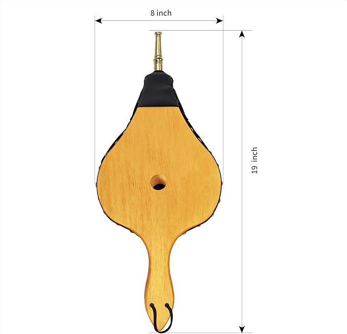 TJ.MOREE Fireplace Bellows Indoor 19"x 8" Large Wood Fire Blower with Hanging Strap, Long Handle, Metal Nozzle, Great Tool for Fireplace, Fire Pit, Wood Stove, BBQ, Outdoor Camping