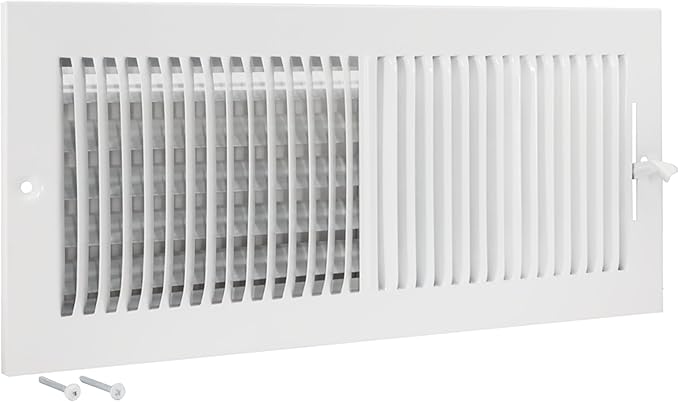 EZ-FLO 16 x 6 Inch (Duct Opening) Air Vent Cover for Wall or Ceiling, Two-Way Ventilation Register, Solid Steel HVAC Register Cover, White, 61663