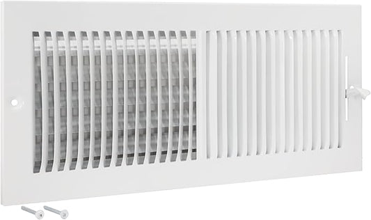 EZ-FLO 16 x 6 Inch (Duct Opening) Air Vent Cover for Wall or Ceiling, Two-Way Ventilation Register, Solid Steel HVAC Register Cover, White, 61663