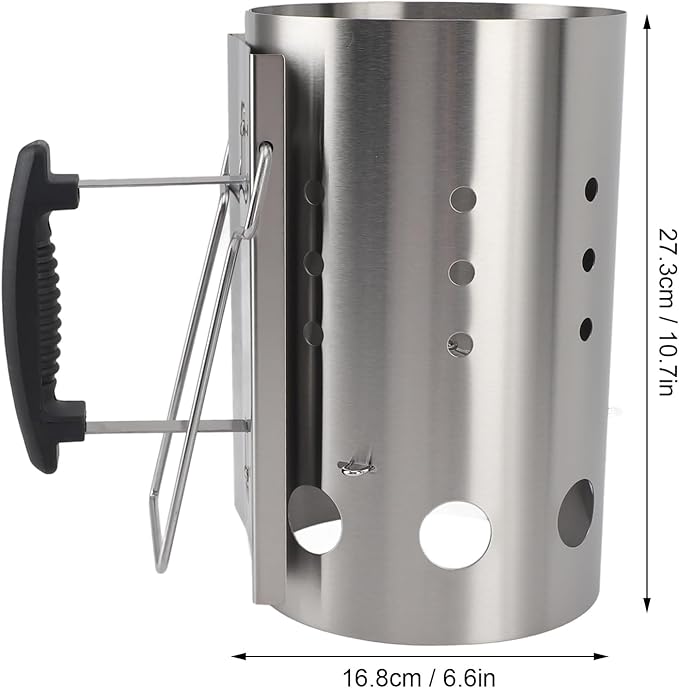 Efficient Charcoal Starter, Stainless Steel Portable Chimney Starter for Barbecue, Camping, Picnic with Lightweight Design