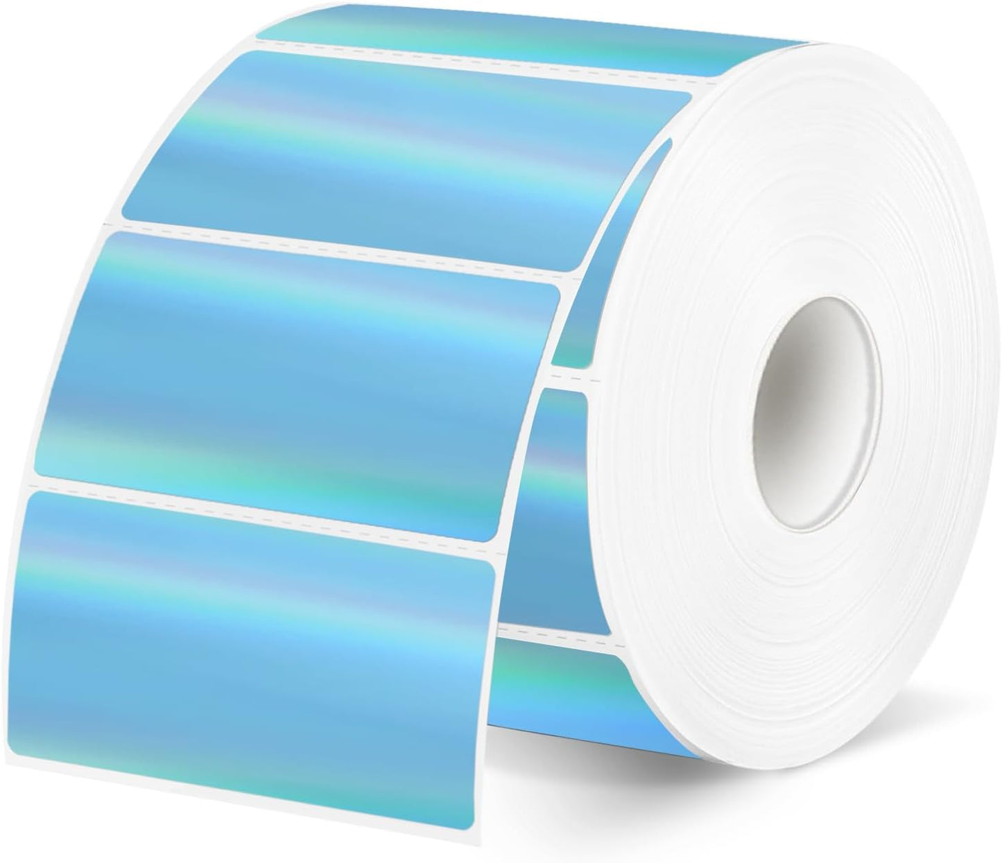 Direct Thermal Label 2x1 Inch- Barcode Labels- Holographic Thermal Sticker Labels for Address, Shipping, Compatible with Rollo Label Printer & MUNBYN& Zebra (300 Labels/Blue)
