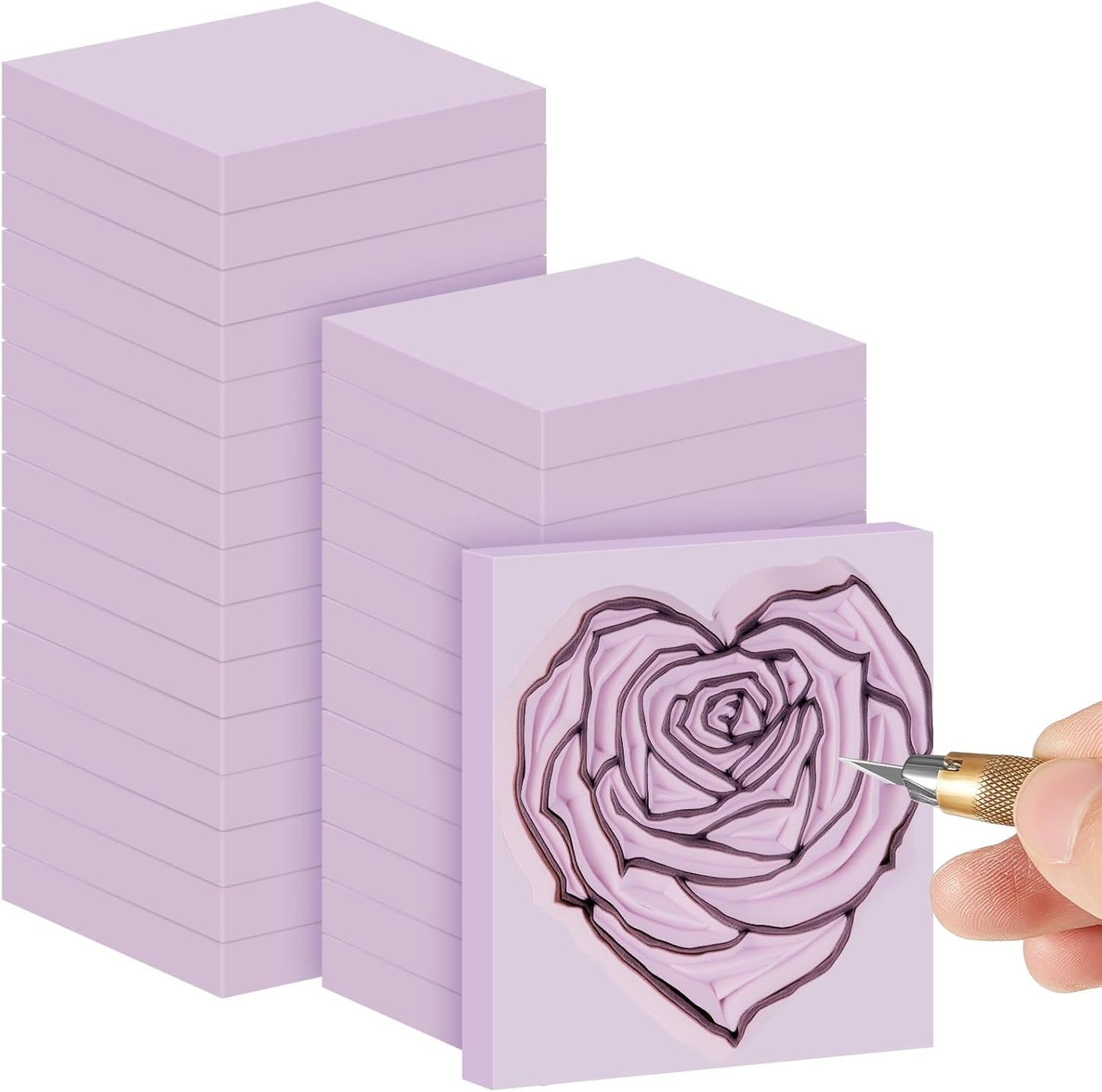 Frienda 24 Pcs 2" x 2" Rubber Carving Blocks Linoleum Blocks for Printmaking, Stamp Making, DIY Crafting, Scrapbook, Painting, Soft and Easy to Carve (Light Purple)