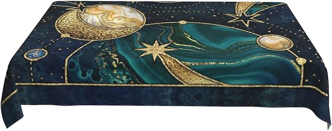 Worltoldb Moon and Sun Tablecloth - Waterproof Boho Cloth for Kitchen Dining - Washable Tarot Cover for Parties, Wedding, Picnic
