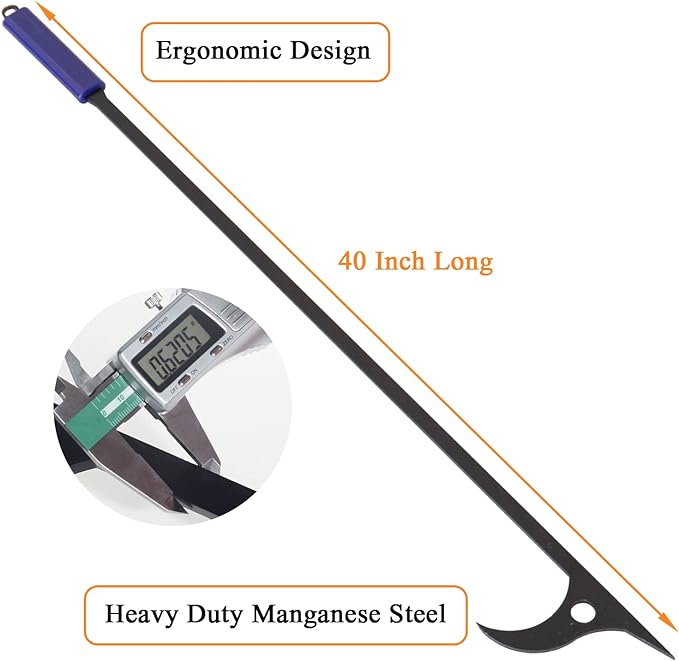 40" Fire Log Tongs Firewood Grabber and Fire Poker Set,Large Fire Pit Tool Outdoor/Indoor Bonfire Campfire Backyard Deck Camping Log Grabber Rustproof Safely Moves Firewood