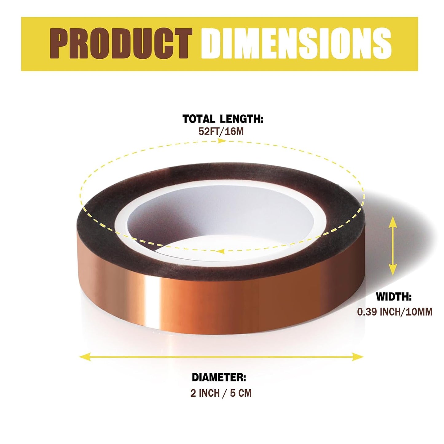2 Rolls 10mm x16m(52FT) Heat Tape High Temperature Heat Resistant Tape Heat Transfer Tape for Heat Sublimation Press Vinyl,No Residue