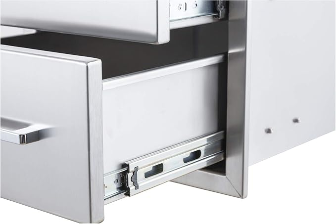 yuxiangBBQ Outdoor Kitchen Drawers Stainless Steel 3-Drawer BBQ Drawer 18" W x 23" H x 23" D Enclosed Built-in Drawer Flush Mount for Outdoor Kitchens & BBQ Islands