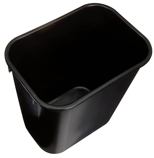 Amazon Basics Trash Can, Rectangular Commercial Office Wastebasket, 7 Gallon (Pack of 6), Black