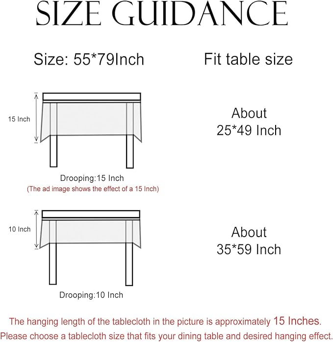 Linen Table Cloth Rectangle,Wrinkle Resistant French White and Green Tablecloth Print with Froal,Decor Stitch Table Cloth for Thanksgiving,Dining Room,Home,55" × 79"-Idaho A