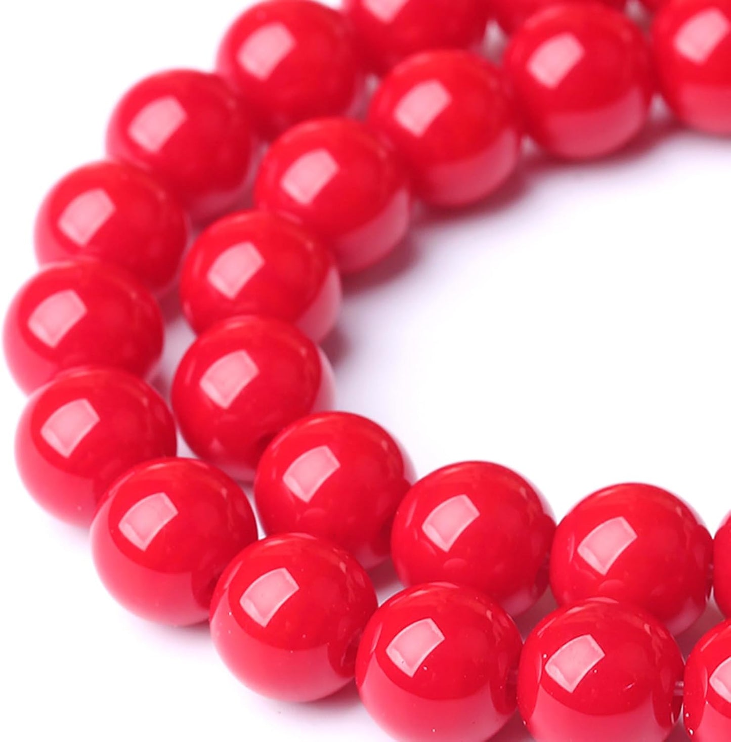 12MM 32 PCS Coral Red Glass Beads Natural Stone Crystal Energy Round Loose Beads for Jewelry Making Bracelet 15"
