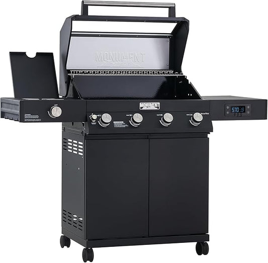 Monument Grills Denali 425, Smart Liquid Propane Gas Grill 4+1 Burner BBQ Grill with Side Burner, Black