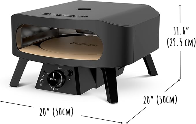 13" Gas Pizza Oven with Rotating Pizza Stone for Easy Restaurant-Style Pizza at Home – Triple Burner, Built-In Thermometer, Fast 15-Min Preheat, Portable Outdoor Pizza Oven