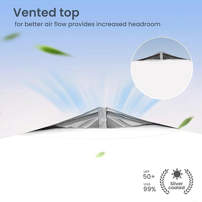 PHI VILLA 10x10 Pop Up Canopy Tent Easy Outdoor Sun Shade for Events Party Tent, 100 Sq. Ft of Shade, White