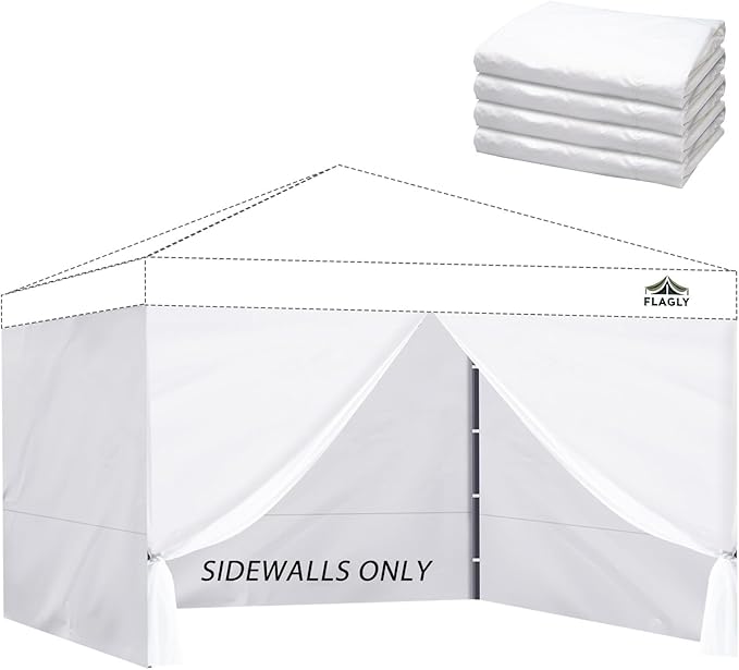 Instant Canopy Sidewalls for 12x12 Pop Up Canopy Tent, 300D Waterproof Material for Outdoor Events, Vendor Booths, and Privacy (Sidewalls Only, Canopy Not Included)(White, 12x12ft-4pcs)