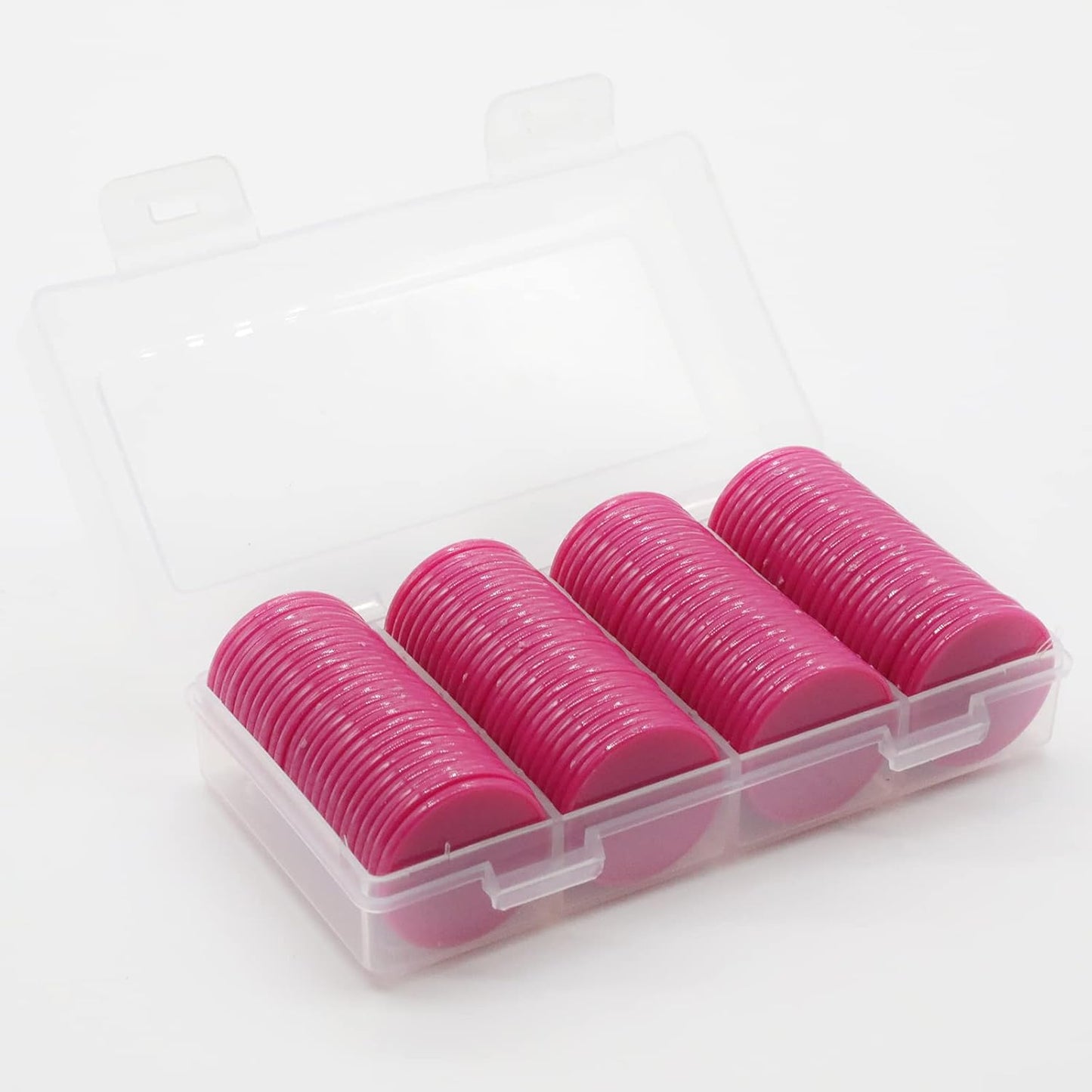 Set of 100 Opaque Plastic Learning Counters Mini Poker Chips Game Tokens with Storage Box (Mediumvioletred, 1 Inch)