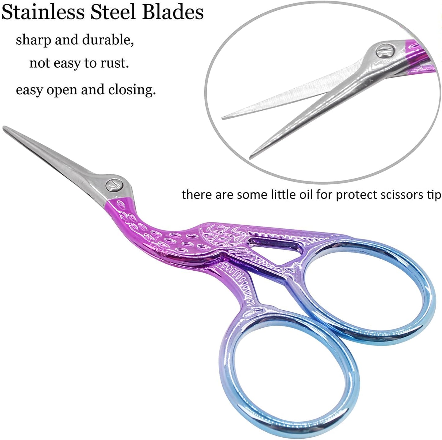 BIHRTC Small Embroidery Detail Shears Crafting Scissor Sharp Tip Stainless Steel Scissors 3.6Inch Needlework Scissors for Cross Stitch Cutting Sewing Handcraft Craft Art Work