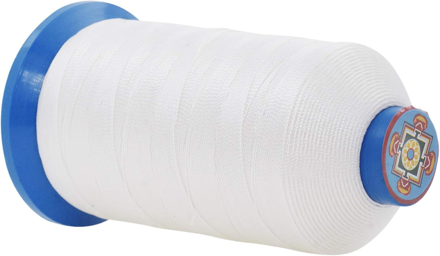 Mandala Crafts Bonded Nylon Thread White Heavy Duty Sewing Threads - 800 YDs Size 207 630D T210 Tex 210 Thread for Leather Jeans Weaving Outdoor Marine Upholstery Threads