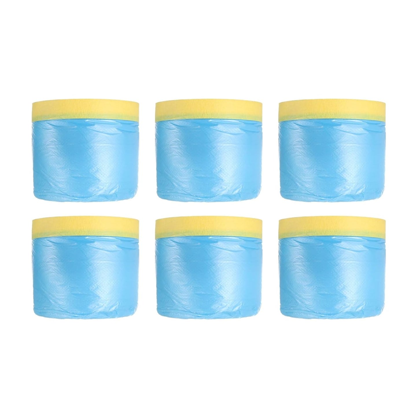 uxcell Pre-Taped Masking Film, 1.8ft x 82ft Plastic Paint Drop Cloth with Medium-Tack Painters Tape for Painting Spraying Protection Blue Film 6Pcs