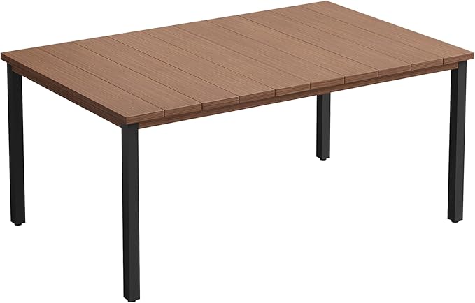 VICLLAX Outdoor Dining Table for 6, 63 Inch Rectangle Patio Dining Table for Outside Patio Furniture Deck Lawn Garden, Walnut