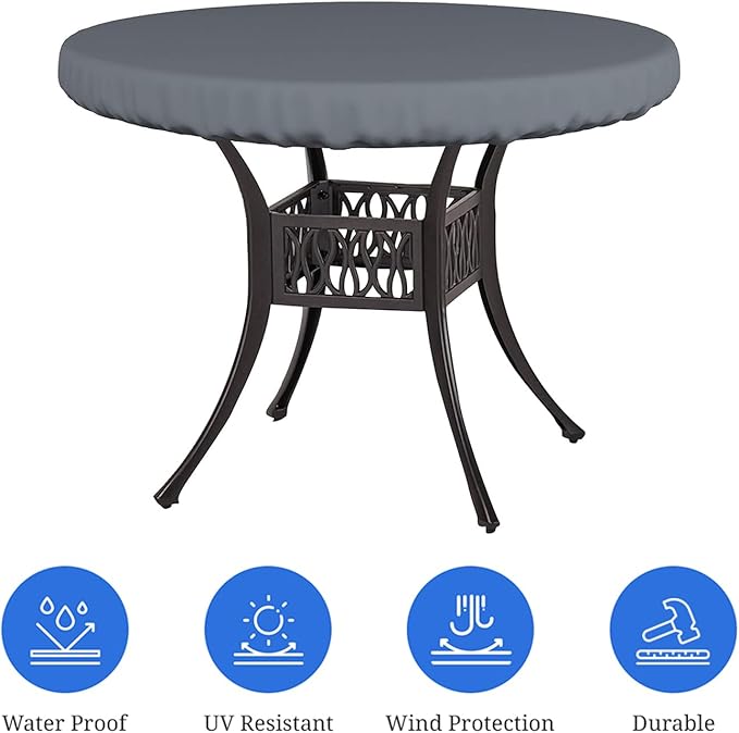 Covers & All Round Table Top Cover, 12 Oz Waterproof UV & Weather Resistant Patio Table Cover, Outdoor Table Cover for Patio Outdoor Furniture & Coffee Table (41" Dia x 4" H Inches, Gray)