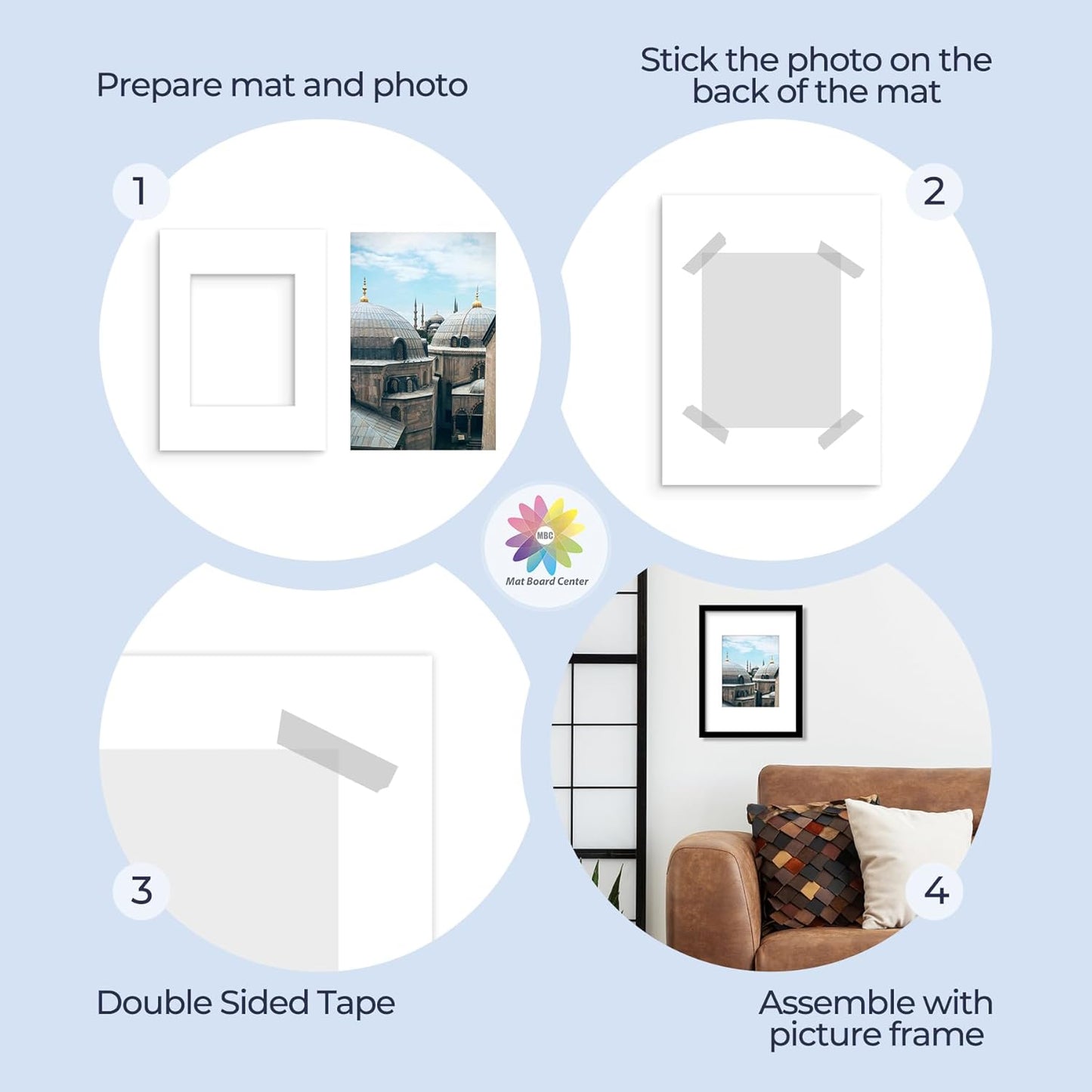 MBC Mat Board Center, 10 Pack 12x16 for 8x10 White Picture Mats Frame Mattes, Bevel Cut, Acid Free, 4-ply Thickness