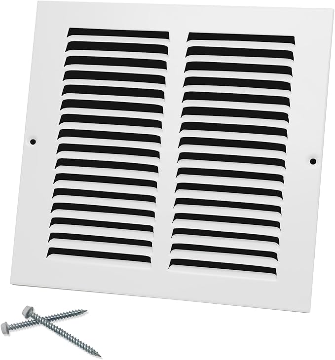 8"W x 8"H [Duct Opening Size] Steel Return Air Grille, Air Return Vent Cover for Ceiling and Sidewall - HVAC Air Vent Covers - [Outer Dimensions: 9.75"W x 9.75"H]