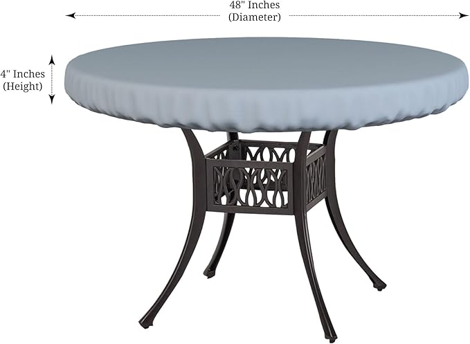 Covers & All Round Table Top Cover, 18 Oz Heavy Duty Waterproof UV & Weather Resistant Patio Table Cover, Outdoor Table Cover for Patio Outdoor Furniture & Coffee Table (48" Diameter x 4" H, Gray)