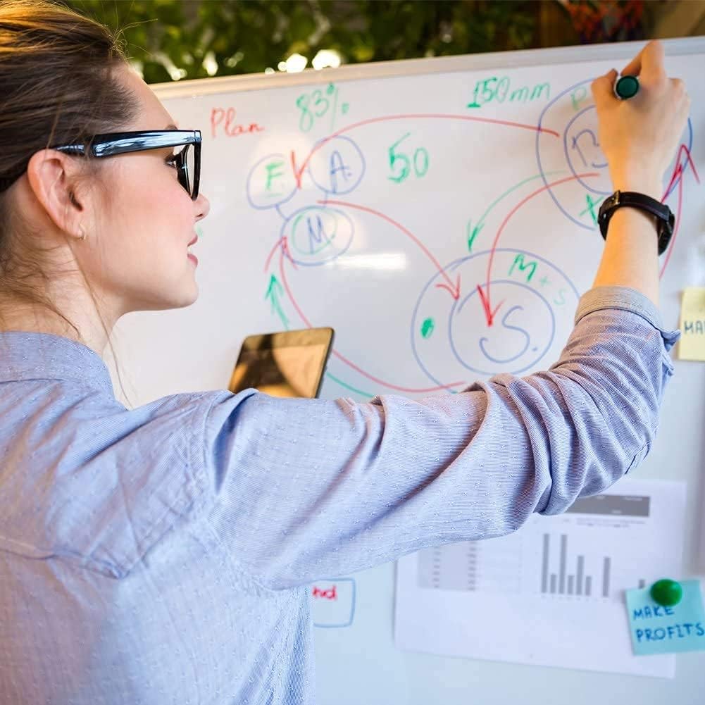 XBoard Large Magnetic Whiteboard 60 x 40 Inch, Dry Erase Board for Wall with Marker Tray | Aluminum Frame Message Presentation Board for Office School Homeschool