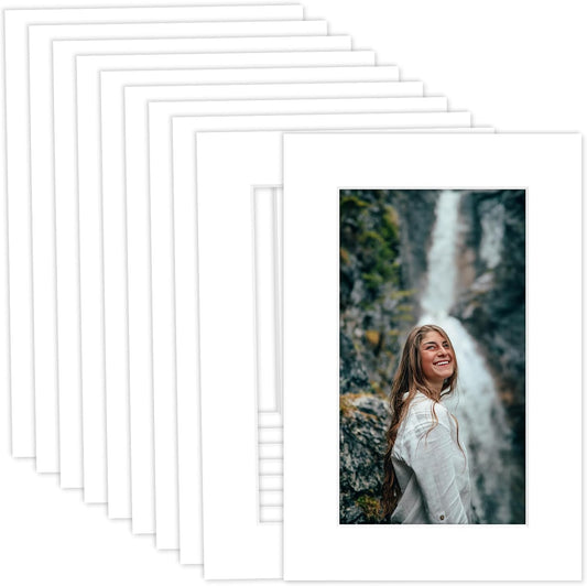 MBC MAT BOARD CENTER, 10 Pack 4x6 for 3x5 White Picture Mats Frame Mattes, Bevel Cut, Acid Free, 4-ply Thickness