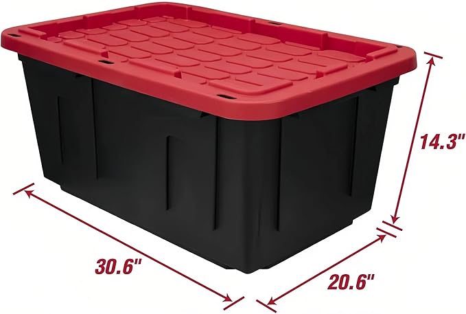 2-Pack 27-Gallon Storage Boxes with Snap-on Lids. Durable and Suitable for Storing Household Items, as well as for Use in Industrial and Outdoor Environments.