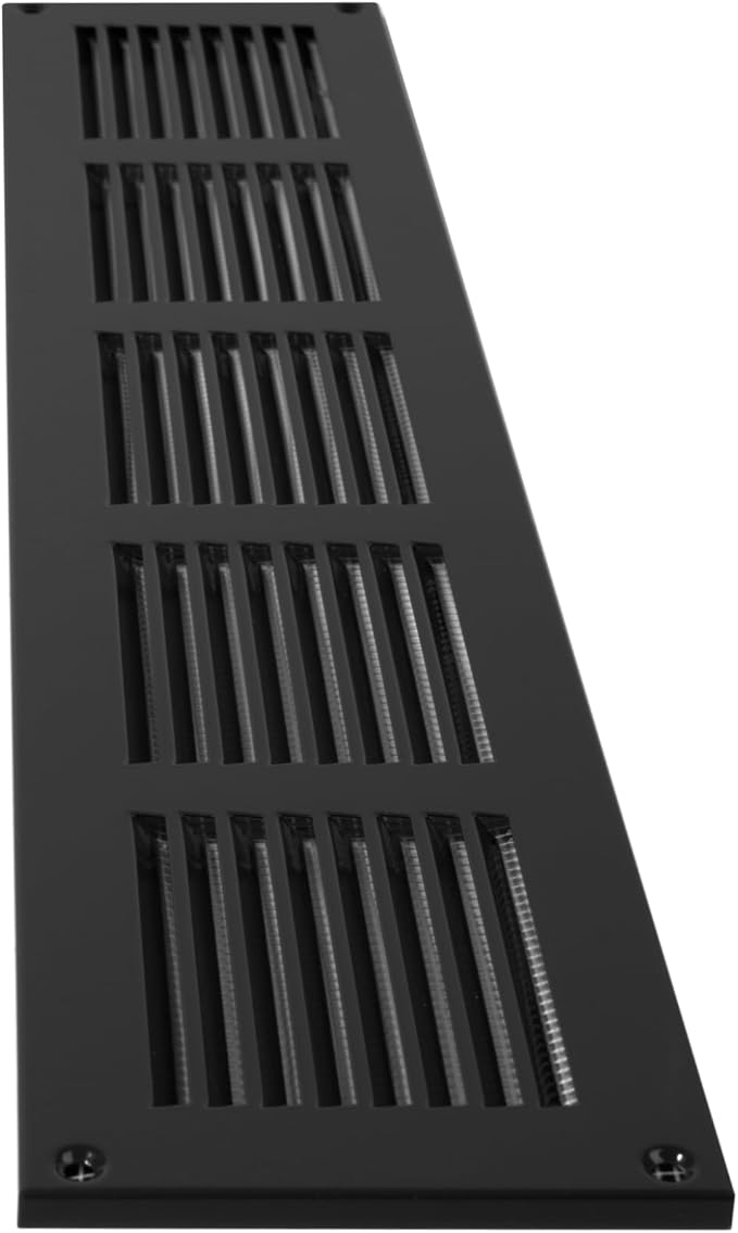 Repa Market Air Vent Cover 20x4 Inch (Outer Dimensions) Black Galvanized Steel Louvered Grill Cover with Mesh Screen/Wall or Ceiling Vent/HVAC Register for Indoor and Outdoor Ventilation